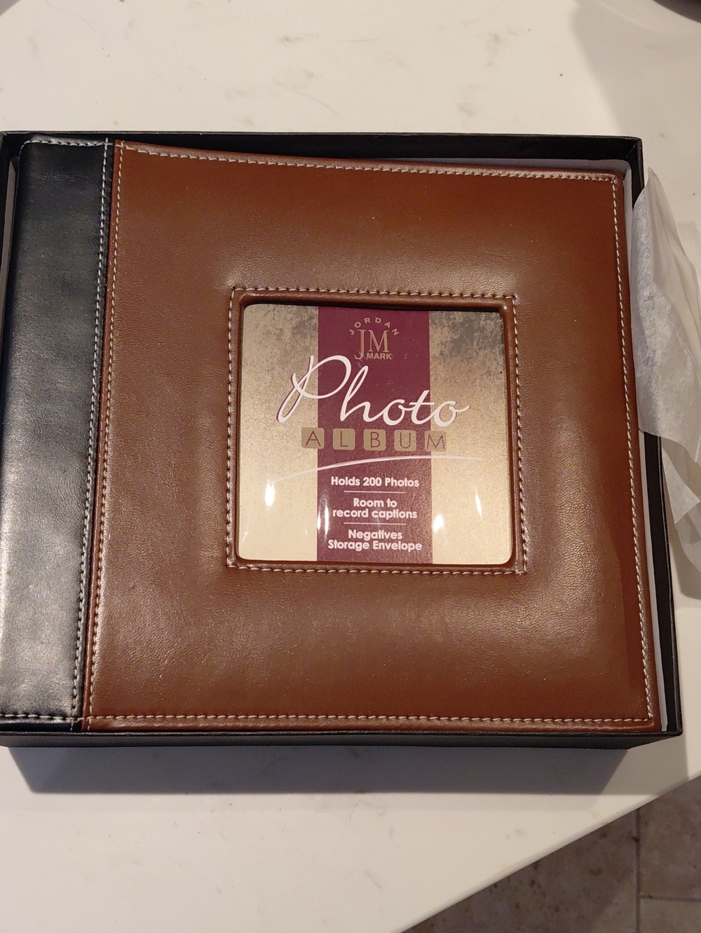 JM Collection Brown and Black Leatherette Photo Album